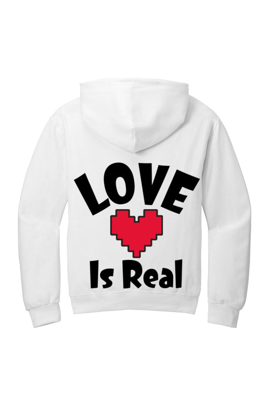 “Love Is Real” Printed Hoodies for Men and Women-White